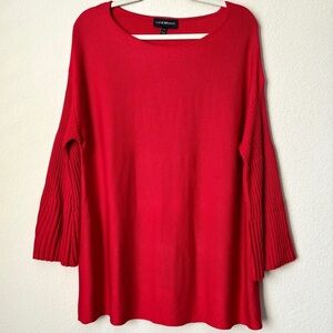 Lane Bryant Ribbed Bell Sleeve Knit Red Sweater Holidays Christmas Festive